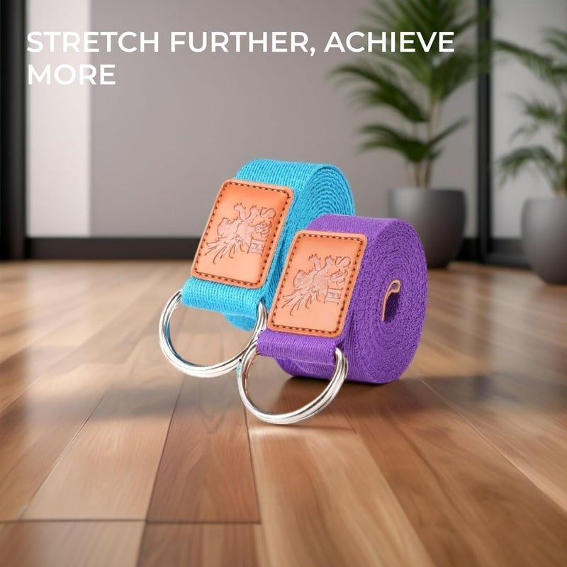 H&S Yoga Straps for Pilates & Gym Workouts - 1.85 and 2.45m Adjustable Strap for Yoga Stretching & Exercise - Extra Long Cotton Belts for Gymnastics Equipment for Home - Image 5